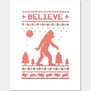 believe bigfoot ugly christmas Posters and Art